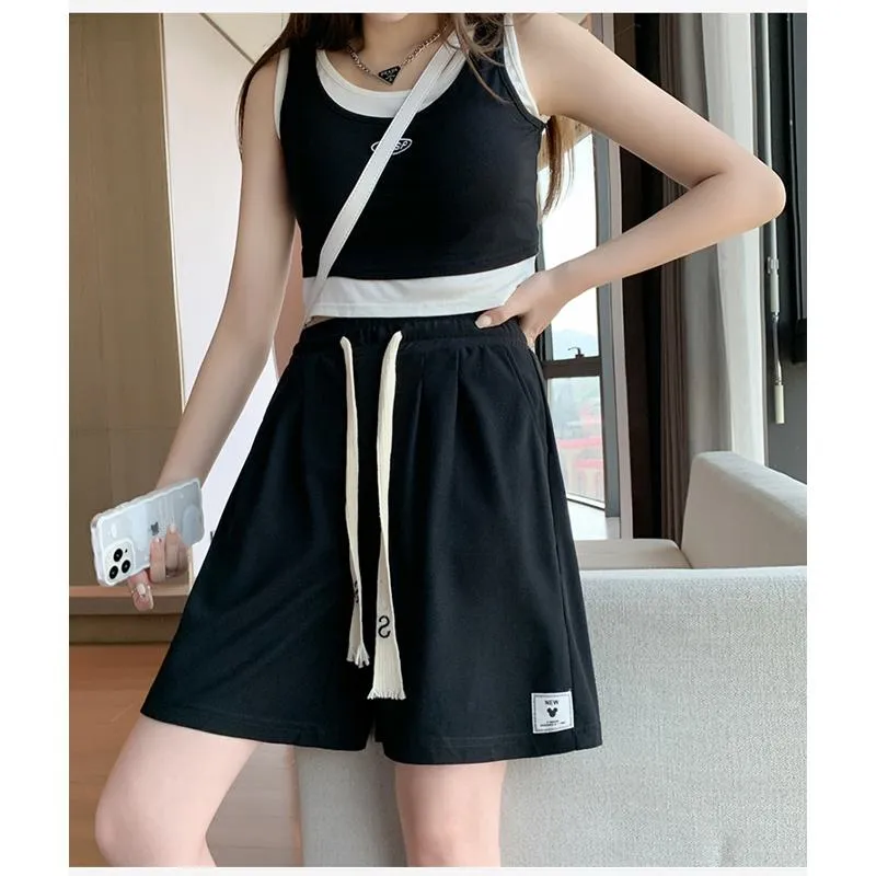 Versatile Wide-Leg Loose Fit Sports Worn Outside Shorts