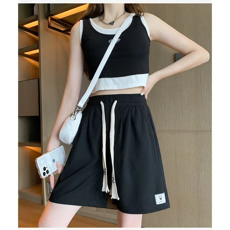 Versatile Wide-Leg Loose Fit Sports Worn Outside Shorts