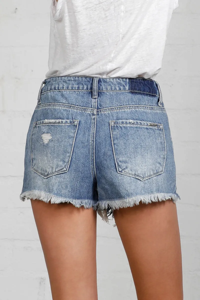 Vicky High Rise Destroyed denim shorts