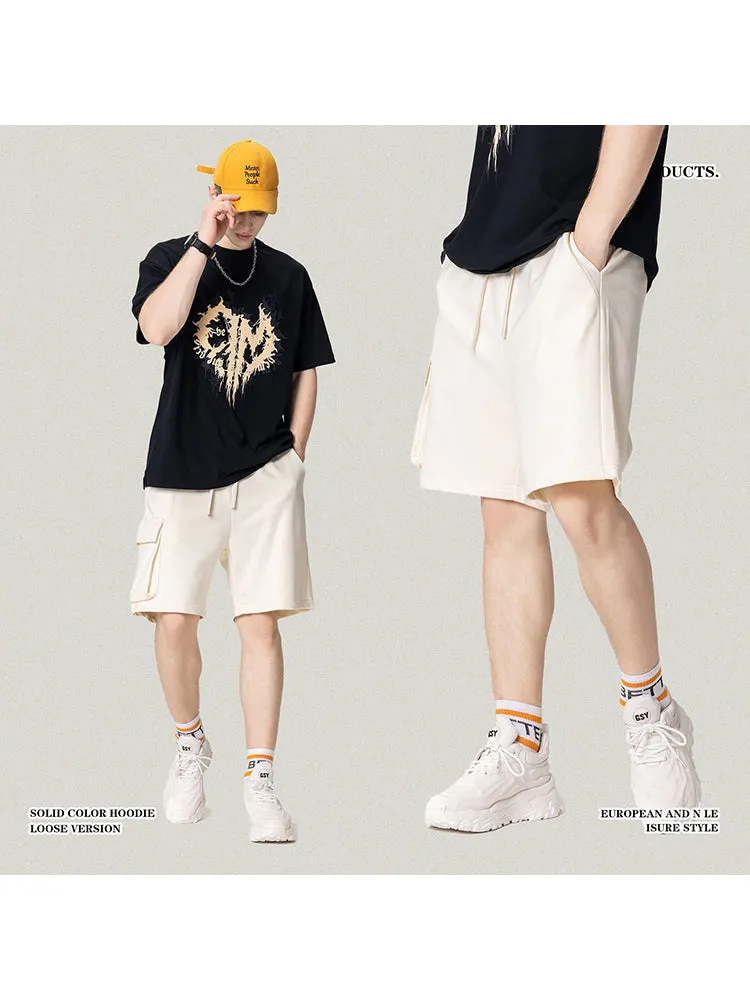 Wool Knitting Loose Solid Color Cargo Athletic Shorts