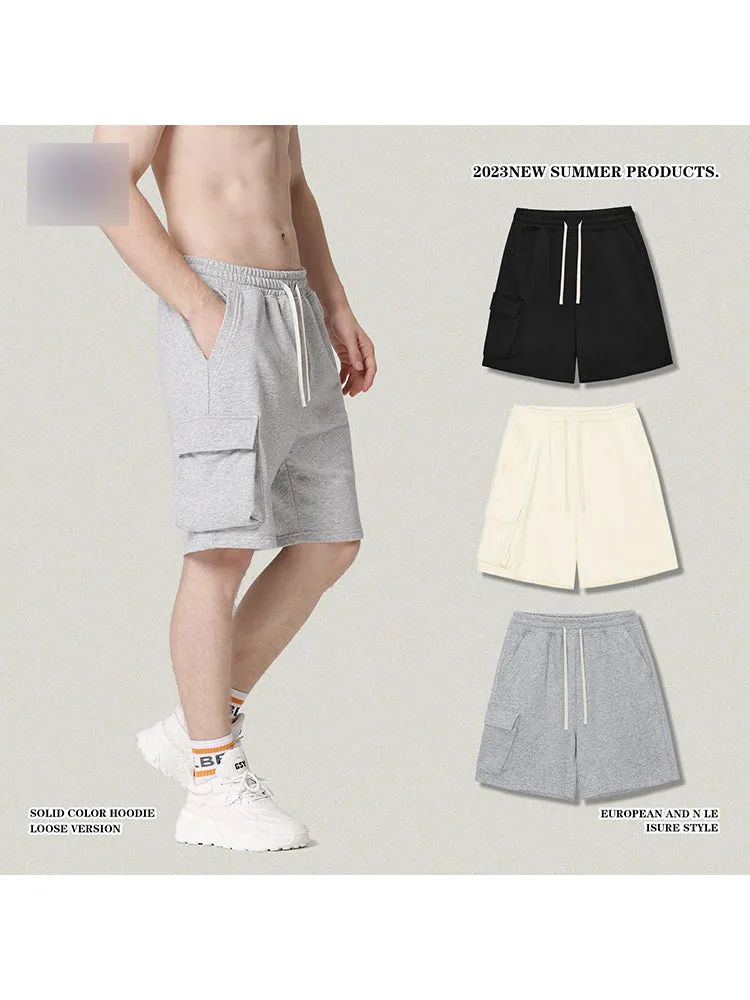 Wool Knitting Loose Solid Color Cargo Athletic Shorts